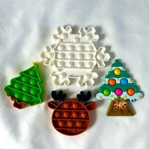 Christmas Theme Fidget Popit Toys Snowflake, Reindeer, Tree